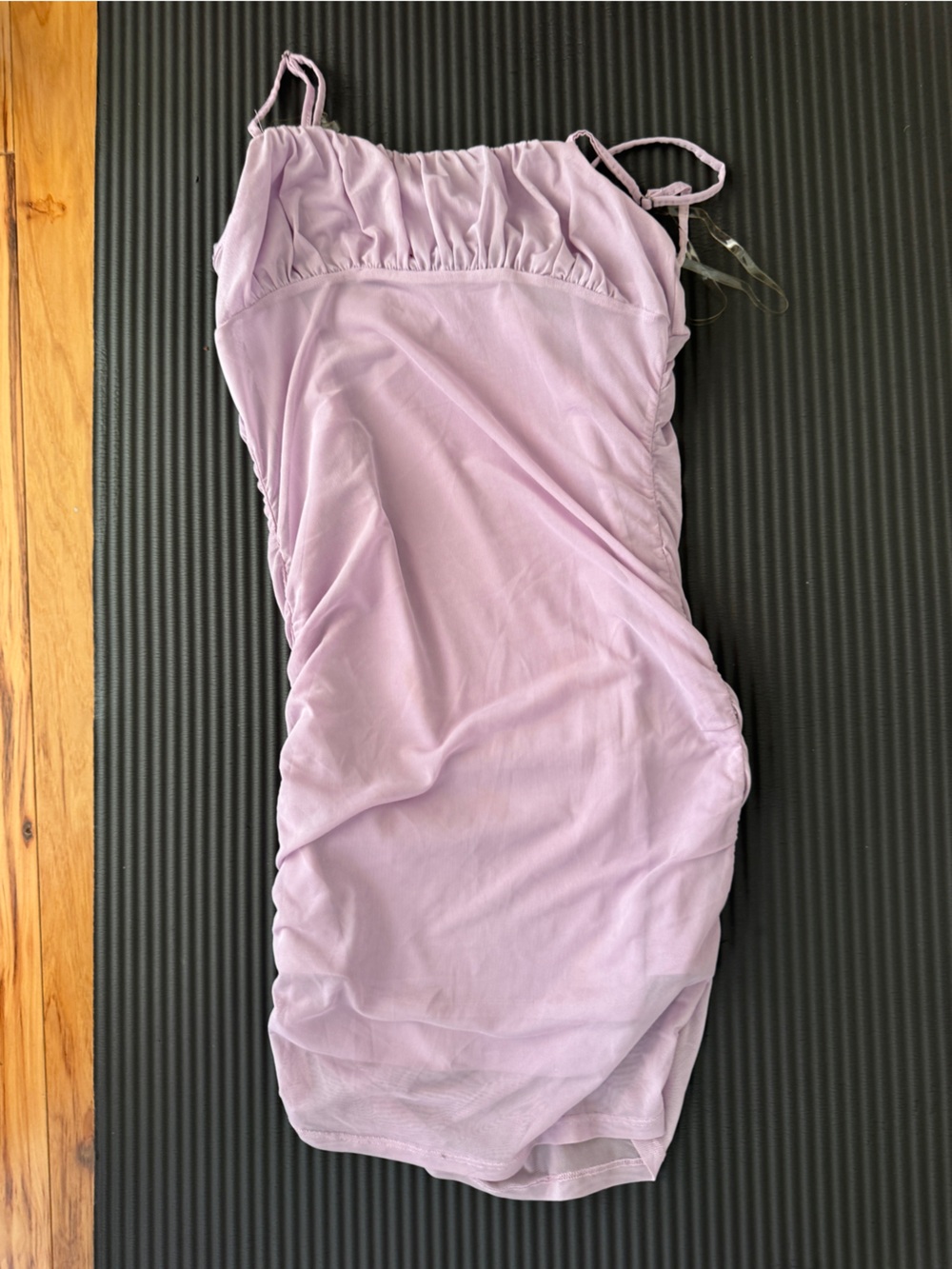Lavender Ruched Mini Dress with Adjustable Straps